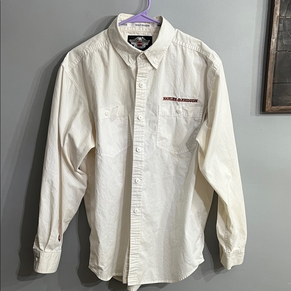 Harley-Davidson Men's Cream Button Down Shirt